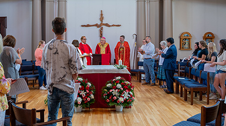 Bishop Zubic celebrates the Mass of the Holy Spirits with LRU community.