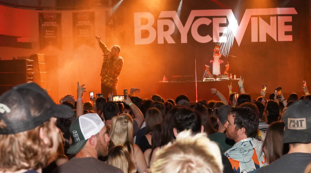 La Roche University students in the crowd at the Bryce Vine concert in the Kerr Fitness & Sports Center.