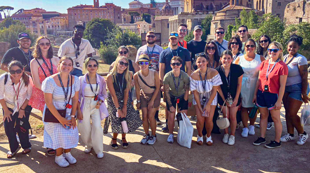 A group of La Roche University students in Greece.