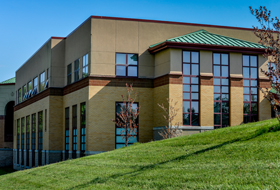 A view of the Huber Academic Center building at La Roche University.