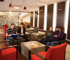 Students in the John J. Wright Library