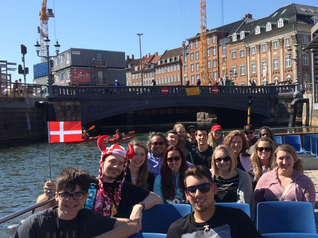 La Roche University students sitting on a boat during a Study Abroad+Study USA trip.