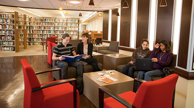 Students in Wright Library