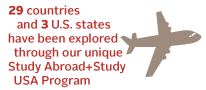 29 countries and 3 U.S. states have been explored through our unique Study Abroad + Study USA Program