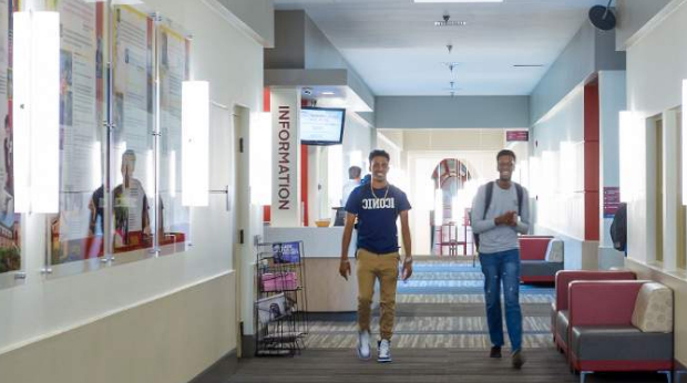 Students walking in hallway
