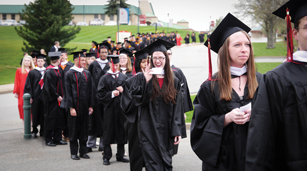 Graduates in procession during Commencement