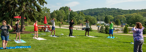 Workout at LRU during Orientation