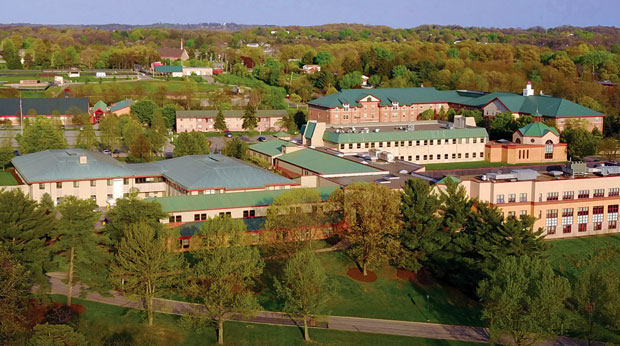 An aerial view of the La Roche University campus.