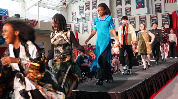 La Roche University students walk the runway at the Globe Fashion show.