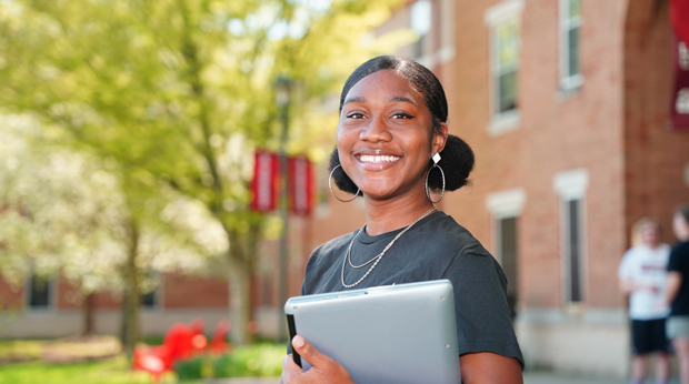 Female student with laptop