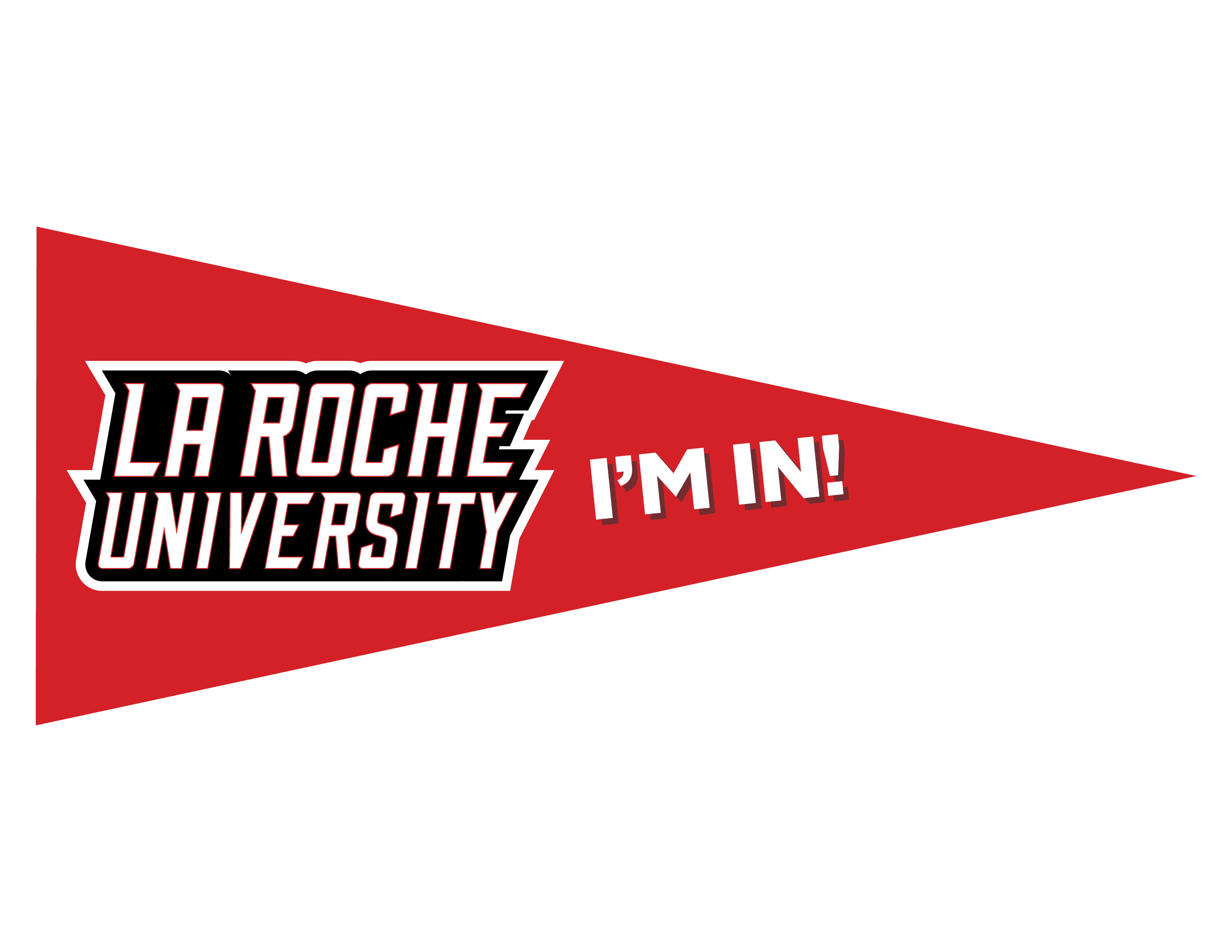 La Roche celebratory pennant with Redhawk image on it.