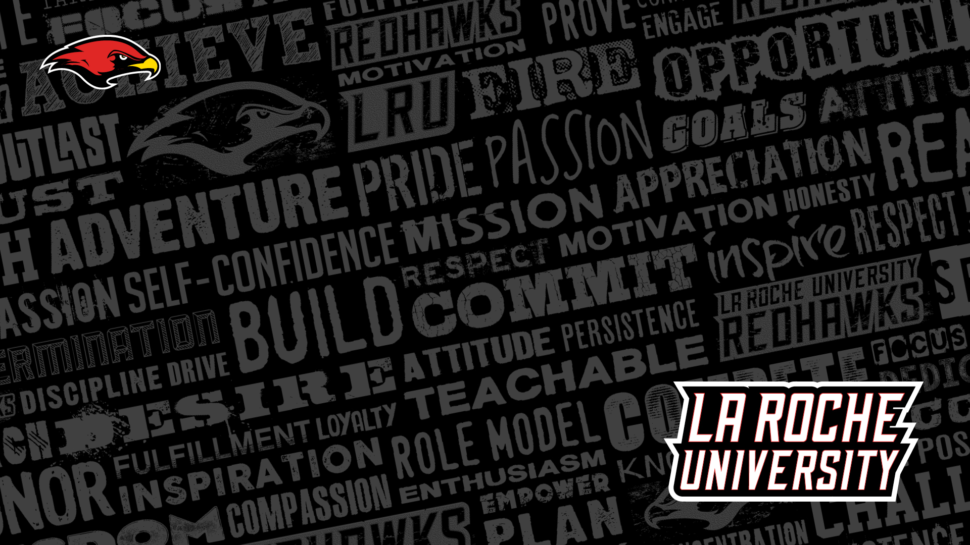 Black La Roche Wallpaper with La Roche action words and logo