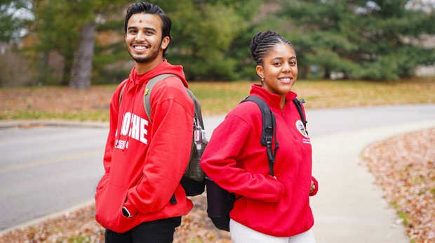 Two La Roche students on campus